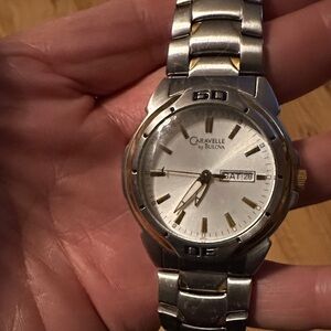 Bulova Caravelle Silver and Gold Men's Watch with new battery and fresh service.